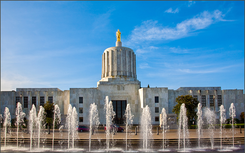 Oregon state capitol building in Salem.