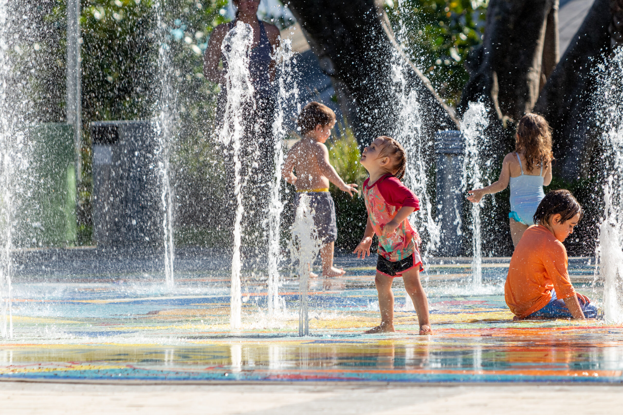 children playing on splashpad